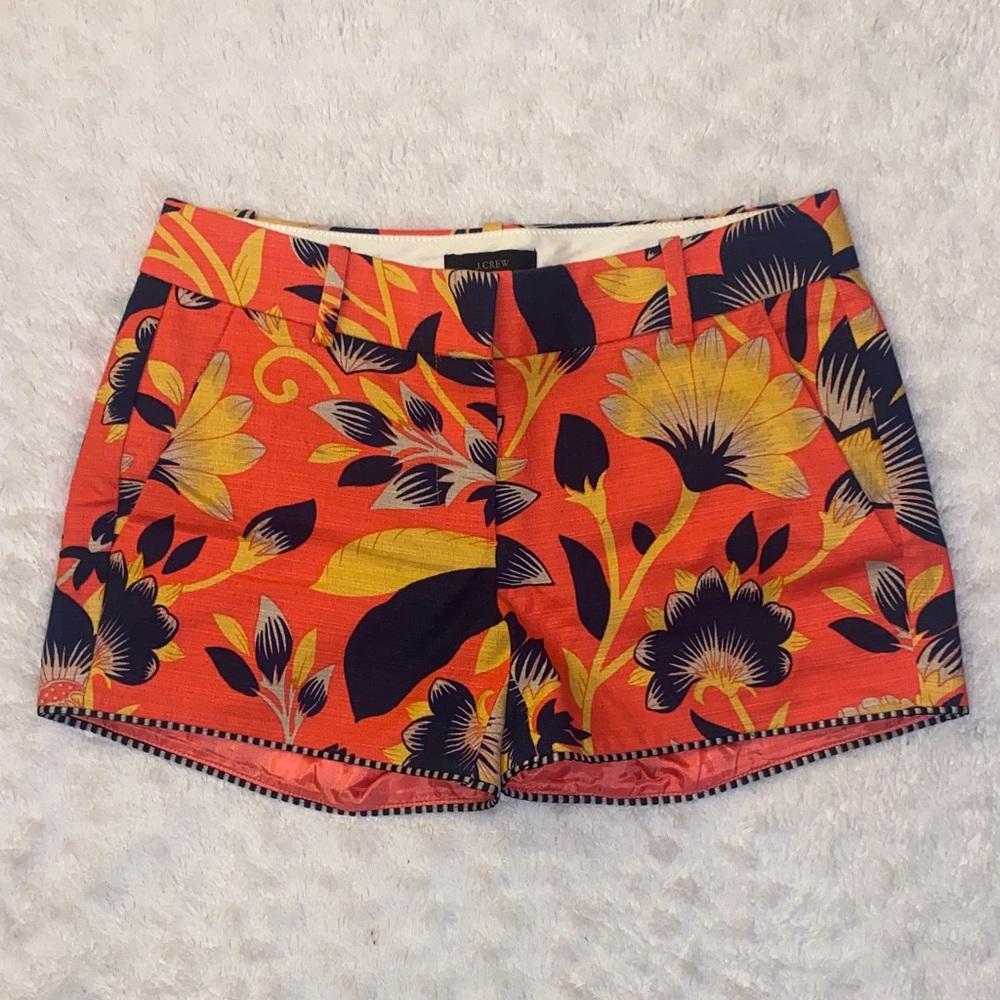 J. Crew Floral Shorts - Orange Black and Yellow